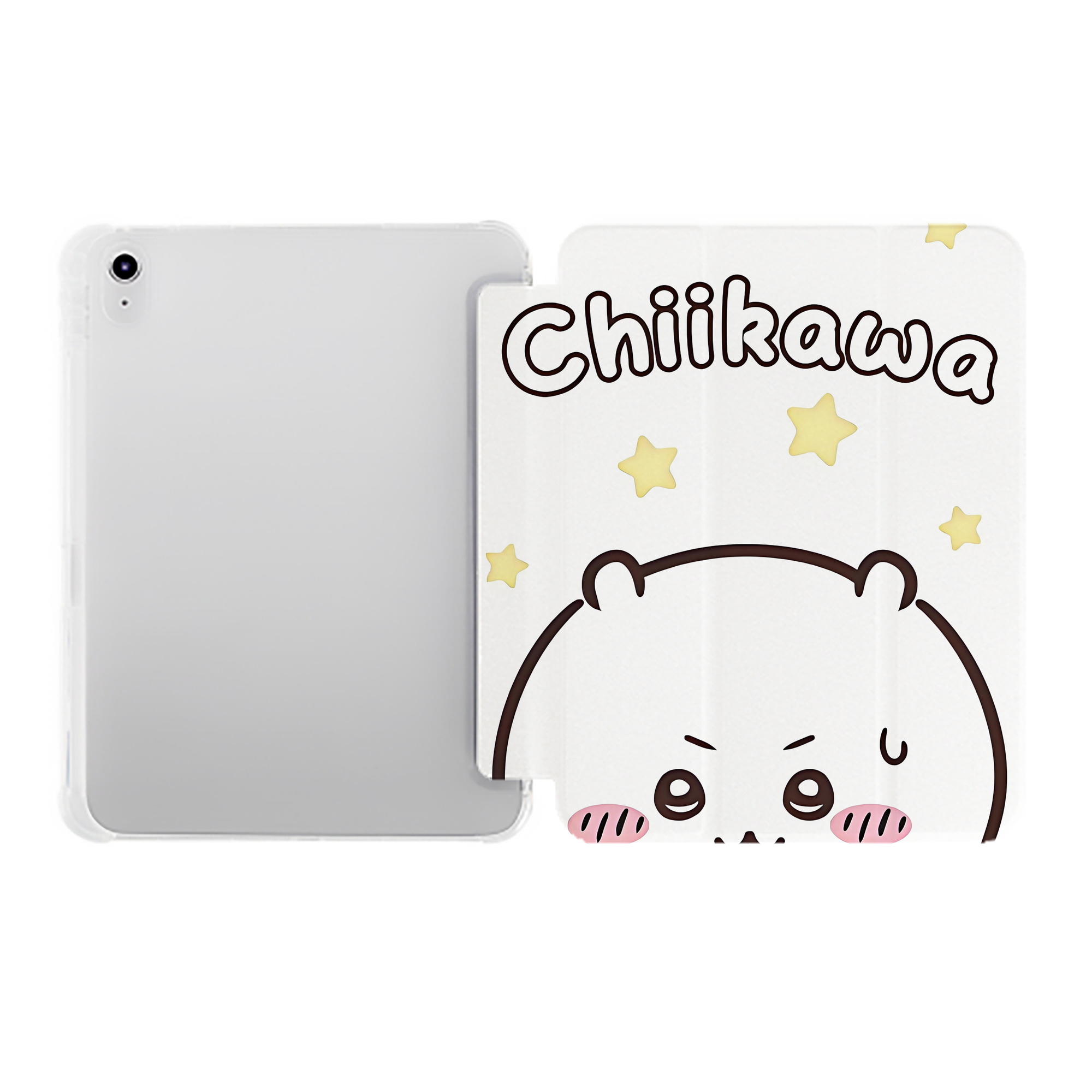 （画像用） ちいかわ Chii-kawa IPad ケース ペン収納付き 三つ折りスタンド PUレザー×シリコン 対応機種9.5/10.5/10.9インチ
